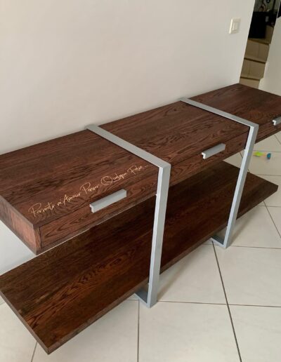 Console d’entrée en chêne et métal sur mesure